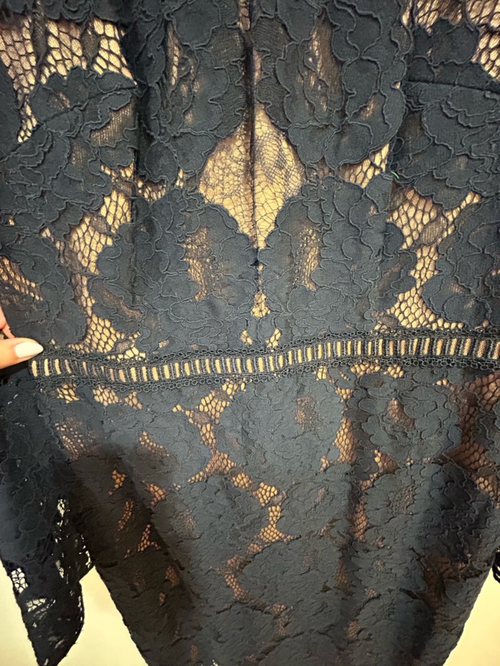 Tadashi Shoji Navy Floral Lace Bell-Sleeve Dress - Picture 5 of 11